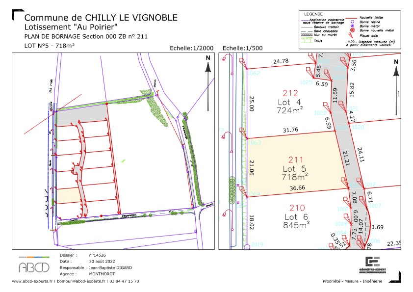 Plan cadastral de terrains avec annotations et mesures.